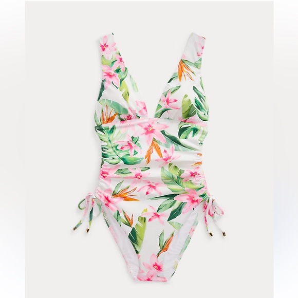 Lauren Ralph Lauren Floral One Piece Swimsuit - Pink and Green - Picture 1 of 7